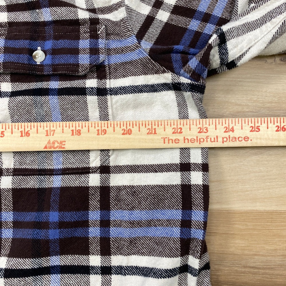 Banana Republic Flannel Shirt Mens L Heritage Cotton Standard Fit Plaid Brown - Picture 8 of 9